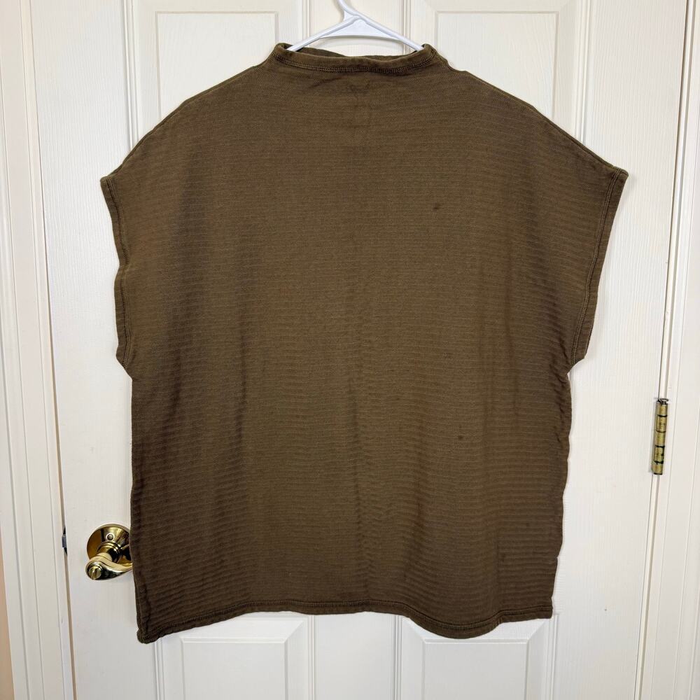 Madewell Boxy Textured Olive Green Mock Neck Top Size Large GUC - Picture 7 of 7